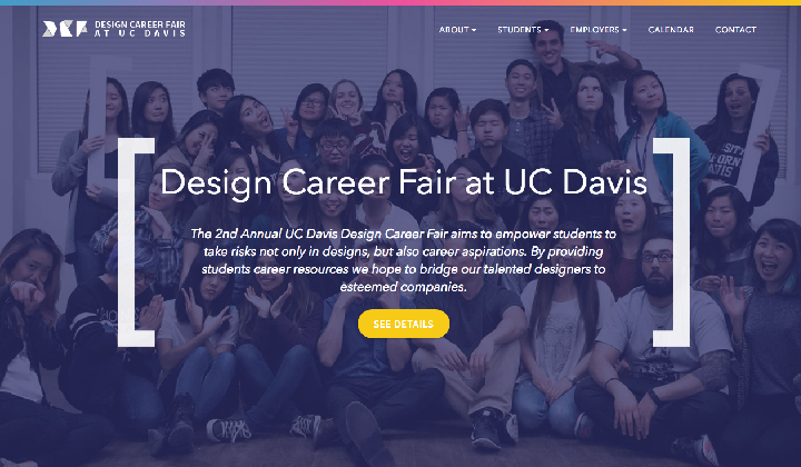Screenshot of the 2016 UC Davis Design Career Fair site.